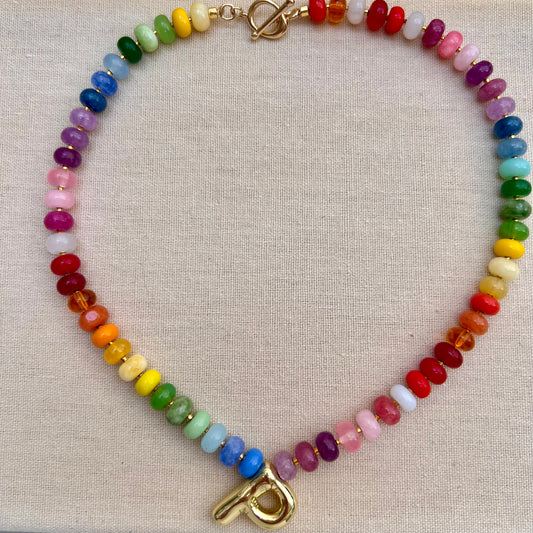Vivi Rainbow and Bubble Initial Necklace
