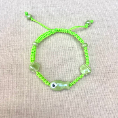 River Macrame Fish and Seashell Bracelet