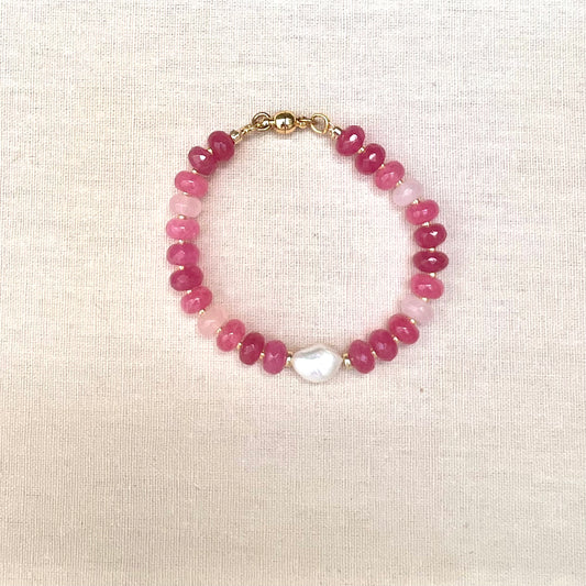 Nova Pink Quartz and Pearl Bracelet
