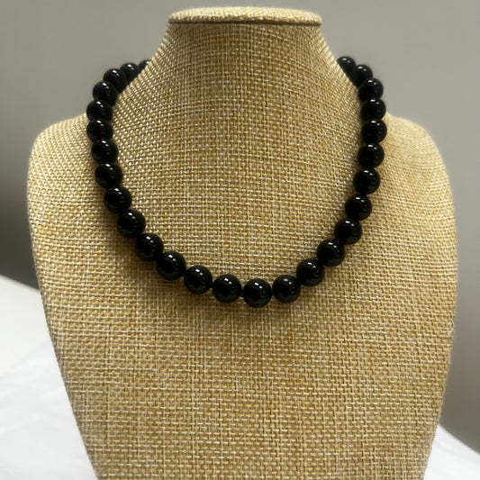 Black Tourmaline Chunky Beaded Choker - Balance & Grounding