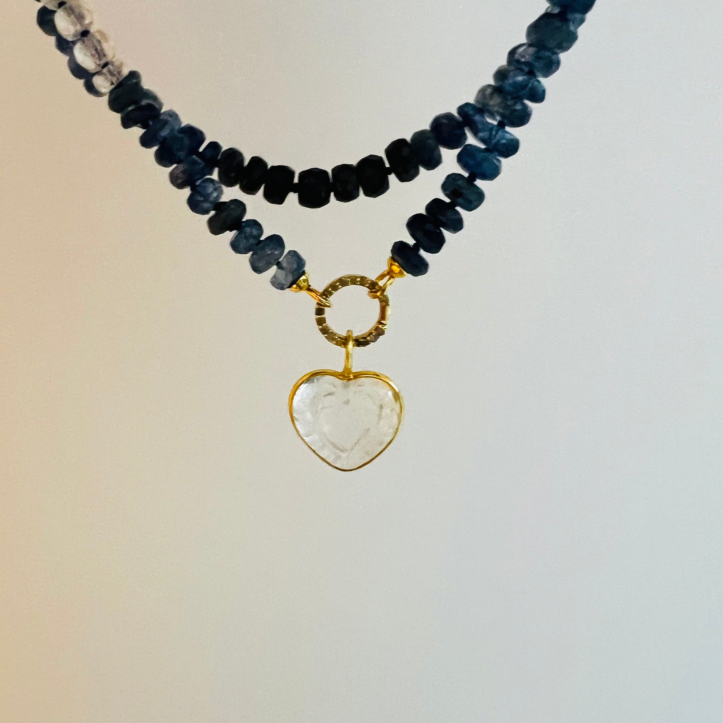 Ombre Sapphire Necklace with Heart Charm