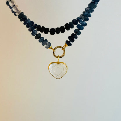 Ombre Sapphire Necklace with Heart Charm