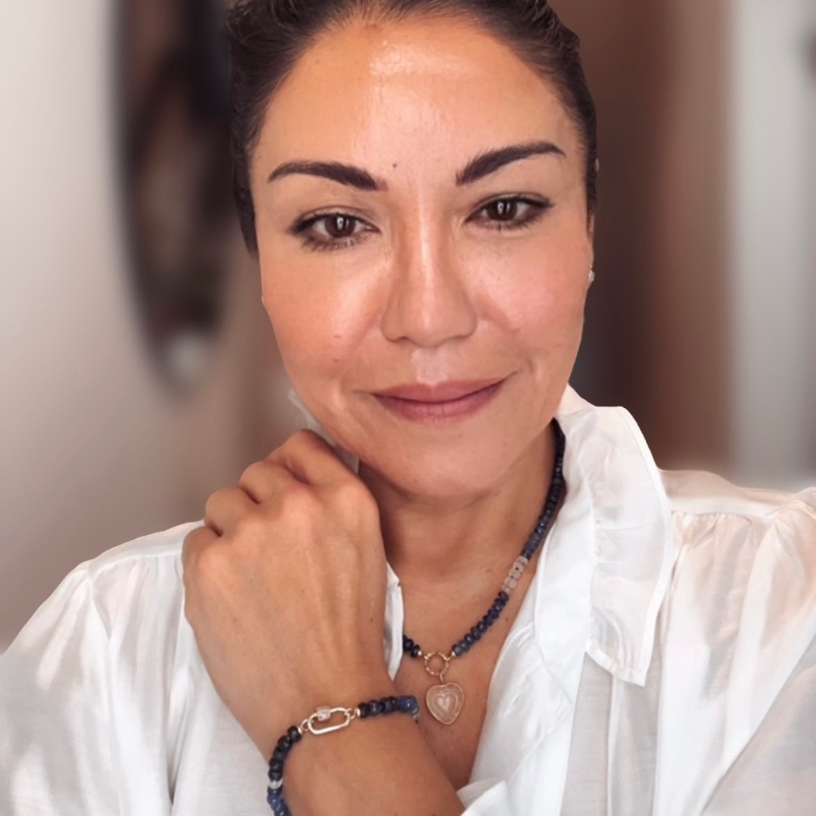 Ombre Sapphire Necklace with Heart Charm