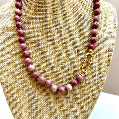Coco (Puffs) Necklace - Rhodonite (Pink)