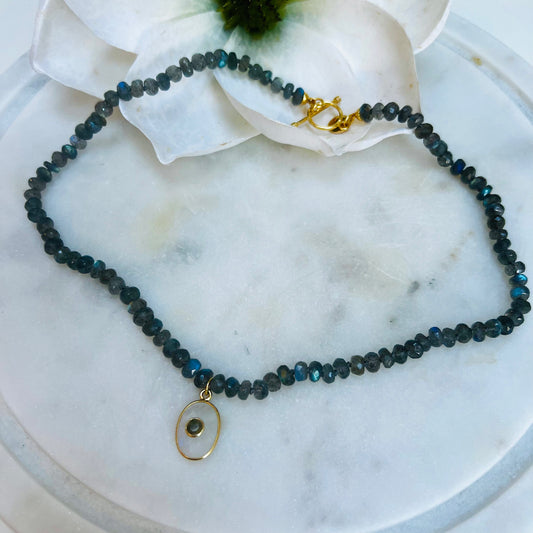 Labradorite Necklace with Charm