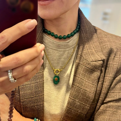 Coco Green Onyx Choker - Strength & Discipline