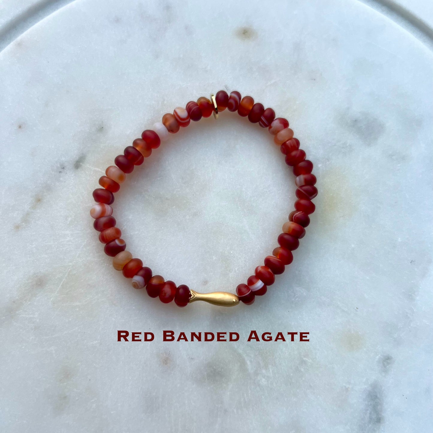Men’s Red Banded Agate - Fish Charm