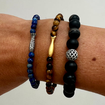 Men’s Tiger’s Eye Bracelet - Fish Charm