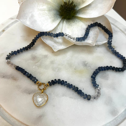 Ombre Sapphire Necklace with Heart Charm