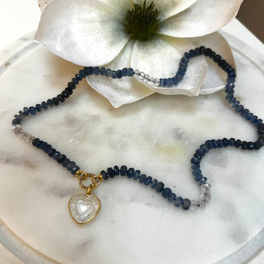 Ombre Sapphire Necklace with Heart Charm