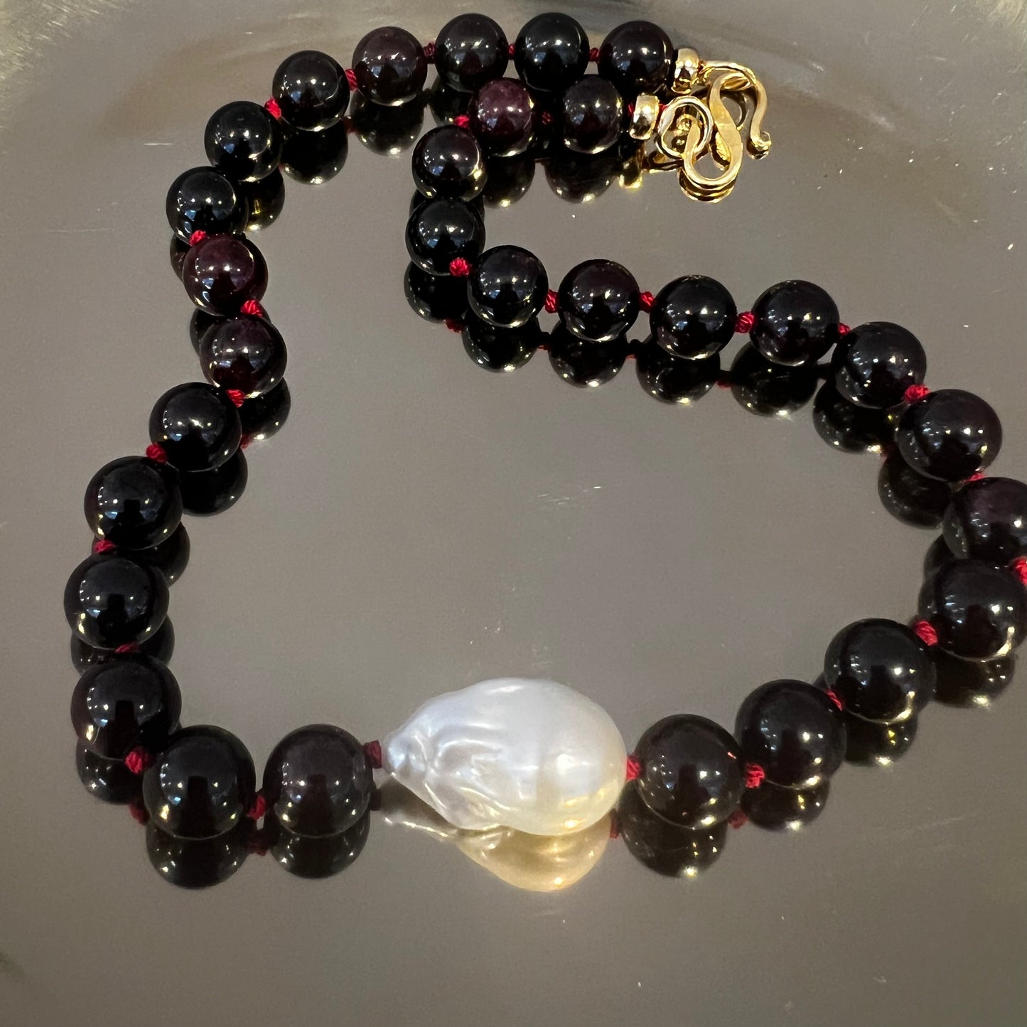 Garnet & Pearl Choker:  Courage & Confidence