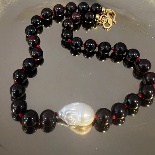 Garnet & Pearl Choker:  Courage & Confidence