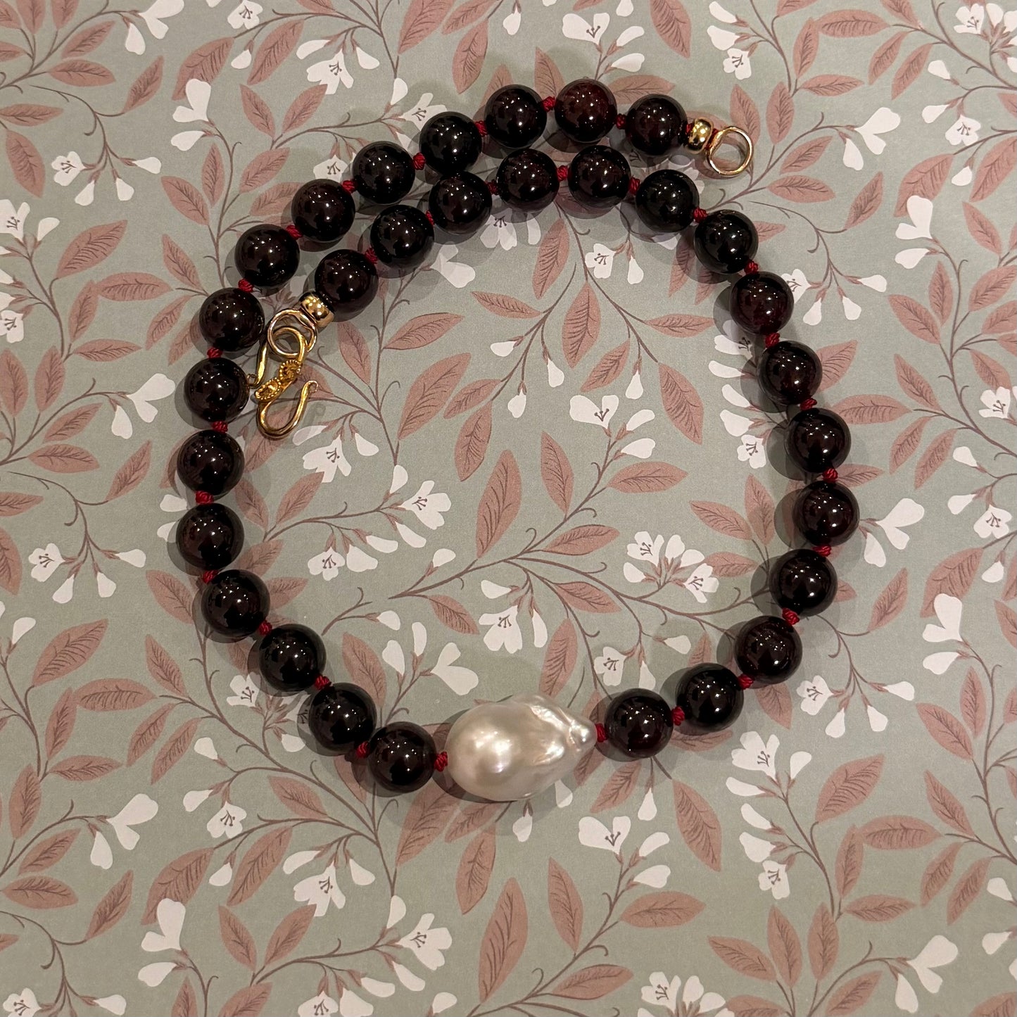 Garnet & Pearl Choker:  Courage & Confidence