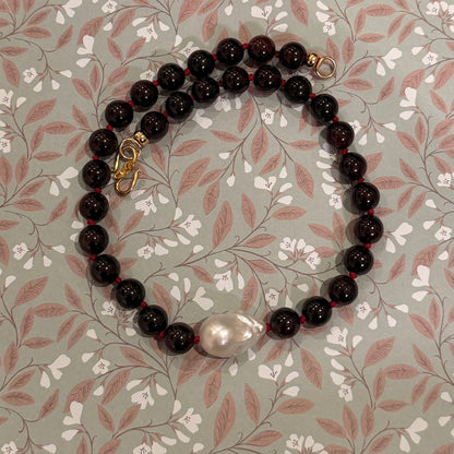 Garnet & Pearl Choker:  Courage & Confidence