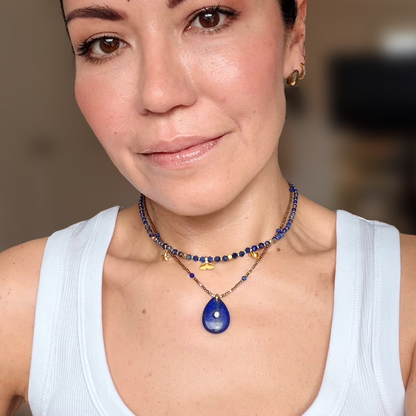 Luz Hematite and Gemstone Oval Necklace