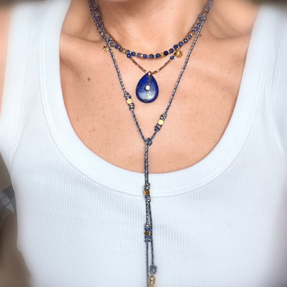 Luz Hematite and Gemstone Oval Necklace