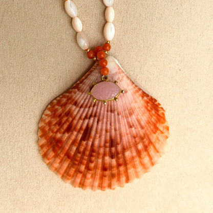 Necklace No. 2 & 3: Shell Pendant Necklaces with Mother of Pearl