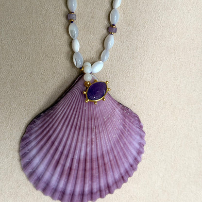 Necklace No. 2 & 3: Shell Pendant Necklaces with Mother of Pearl