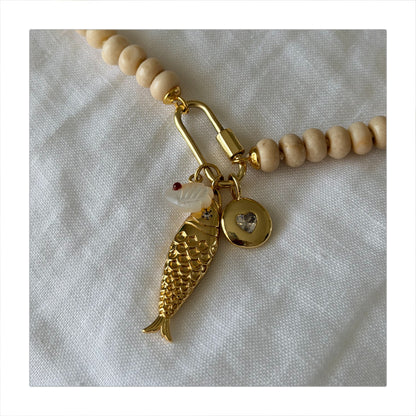 Ana-Maria Cream Jasper Necklace with Charms