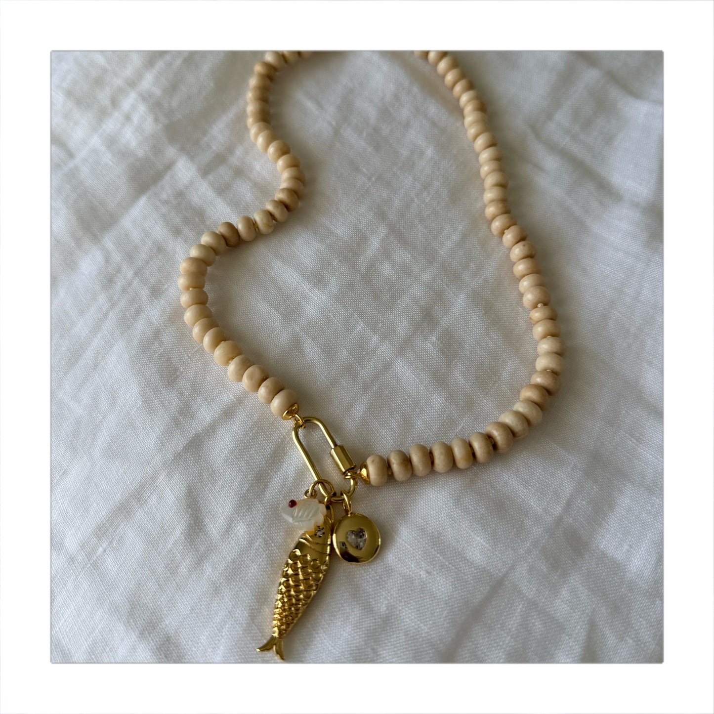Ana-Maria Cream Jasper Necklace with Charms