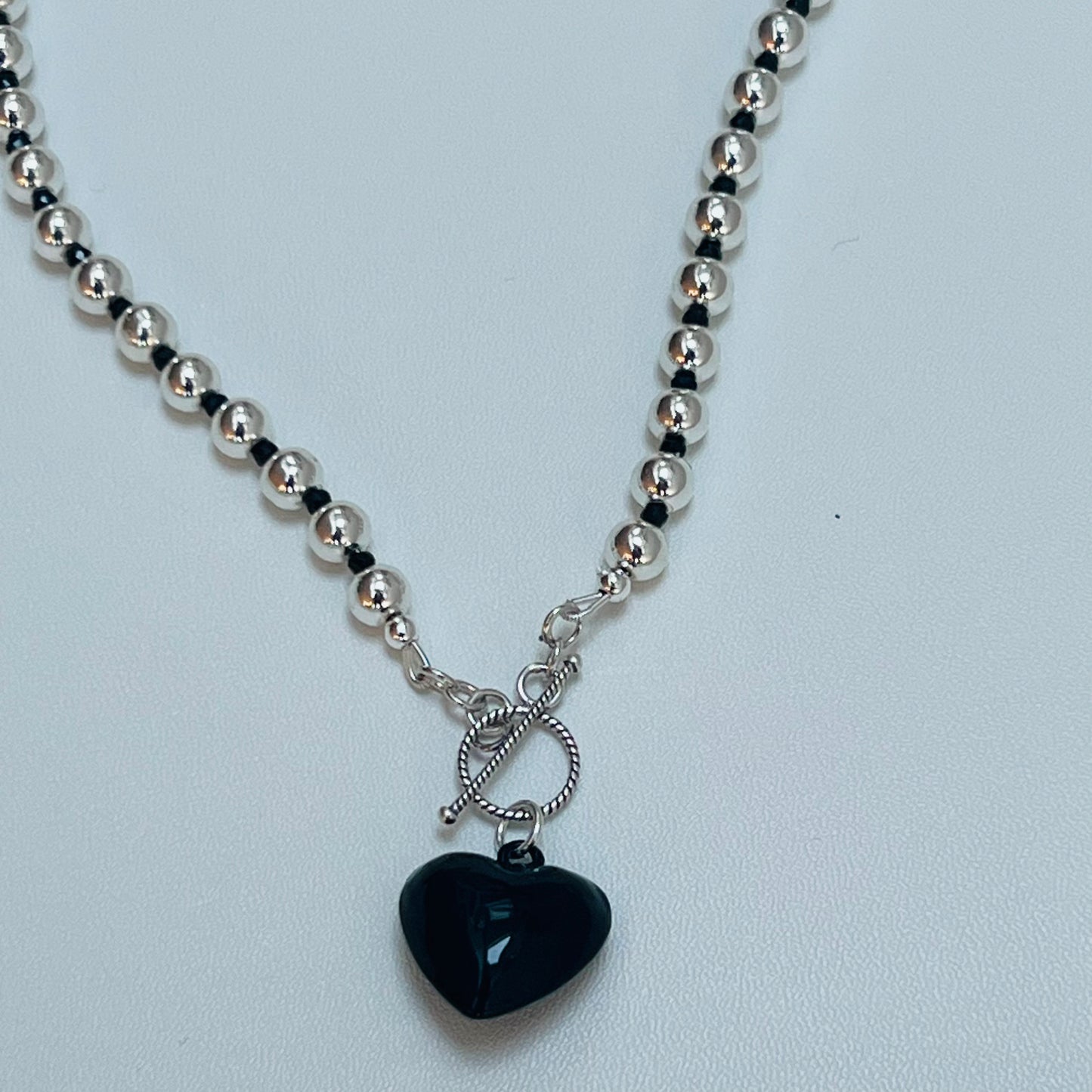 Silver Hematite (small) Beaded Heart Necklace