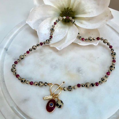 Limited Edition Dalmation Jasper and Ruby Necklace