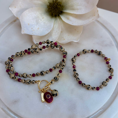 Limited Edition Dalmation Jasper and Ruby Necklace