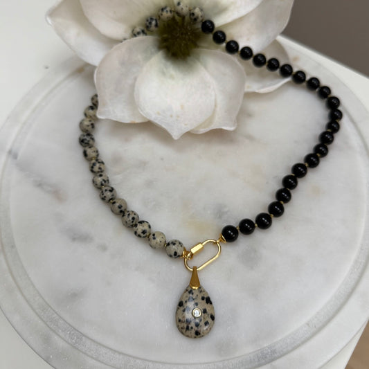 Ana-Maria Necklace - Dalmation Jasper and Black Tourmaline