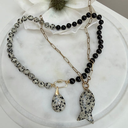 Ana-Maria Necklace - Dalmation Jasper and Black Tourmaline