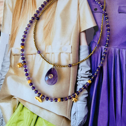 Luz Hematite and Gemstone Oval Necklace