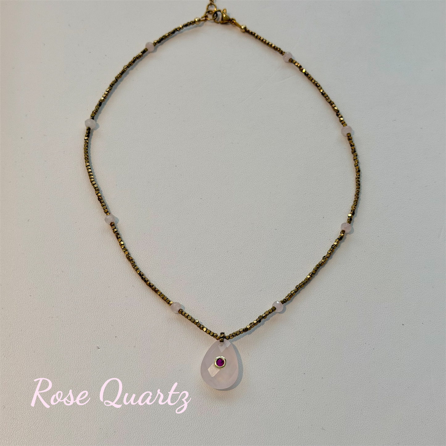 Luz Hematite and Gemstone Oval Necklace