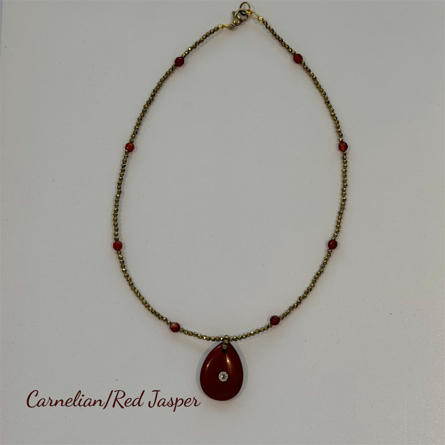 Luz Hematite and Gemstone Oval Necklace