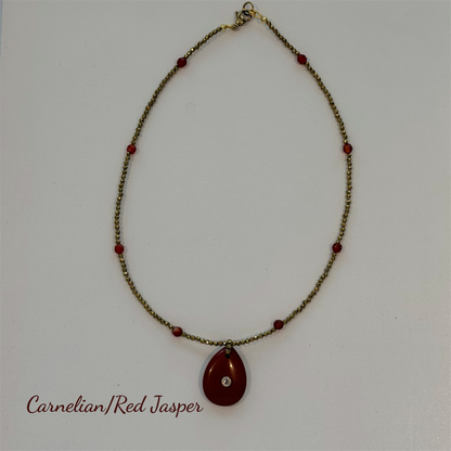 Luz Hematite and Gemstone Oval Necklace