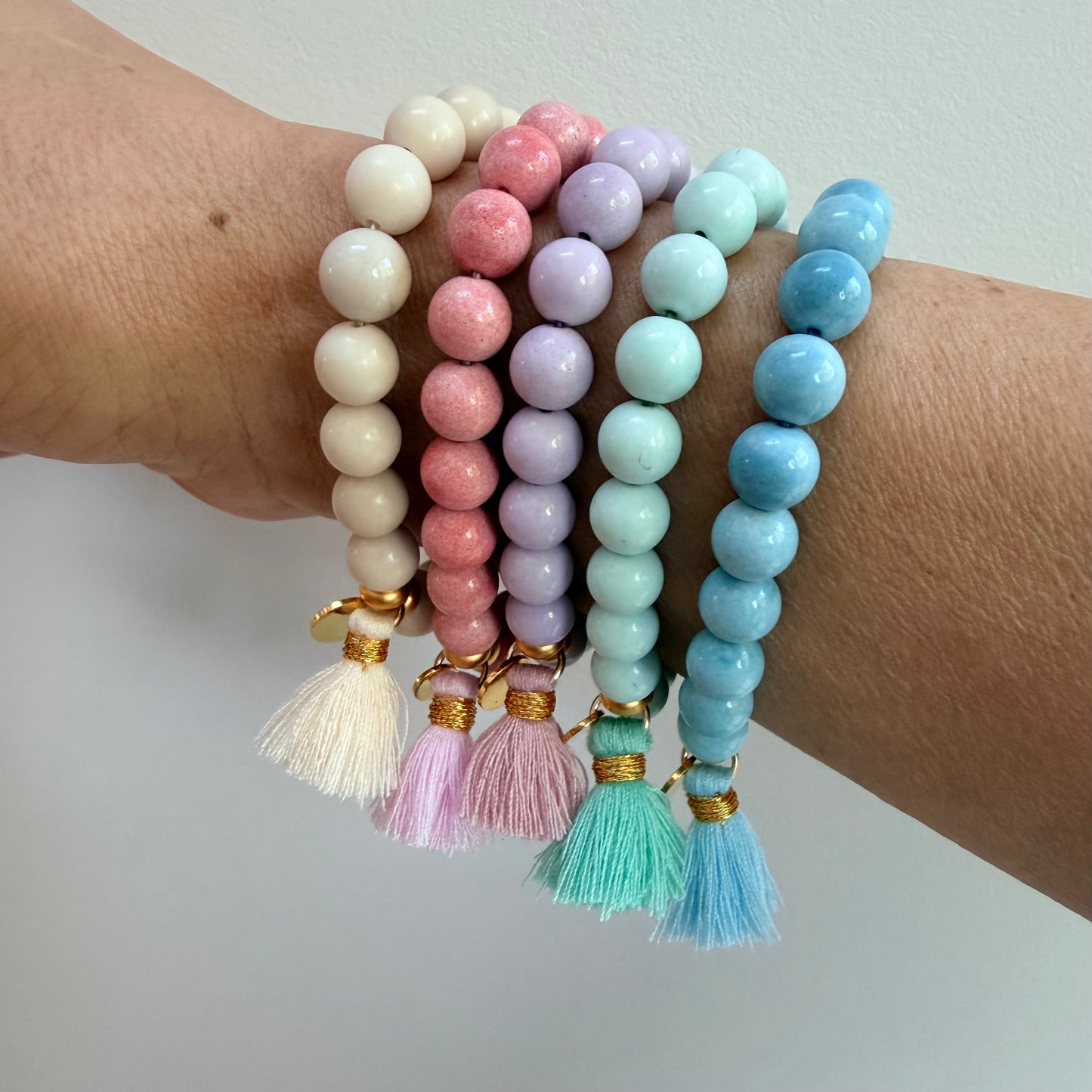 BONITA Beaded Bracelet with Tassel (Pastels)