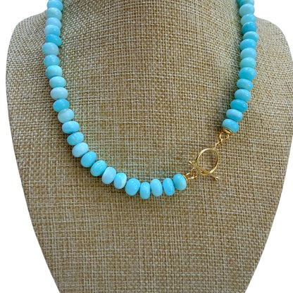 Ana-Maria Aqua Blue Beaded Opal Necklace
