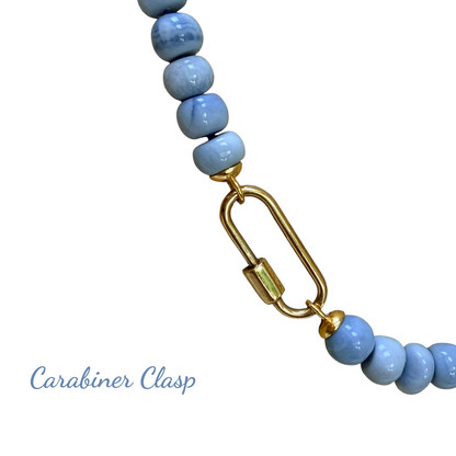 Ana-Maria Aqua Blue Beaded Opal Necklace