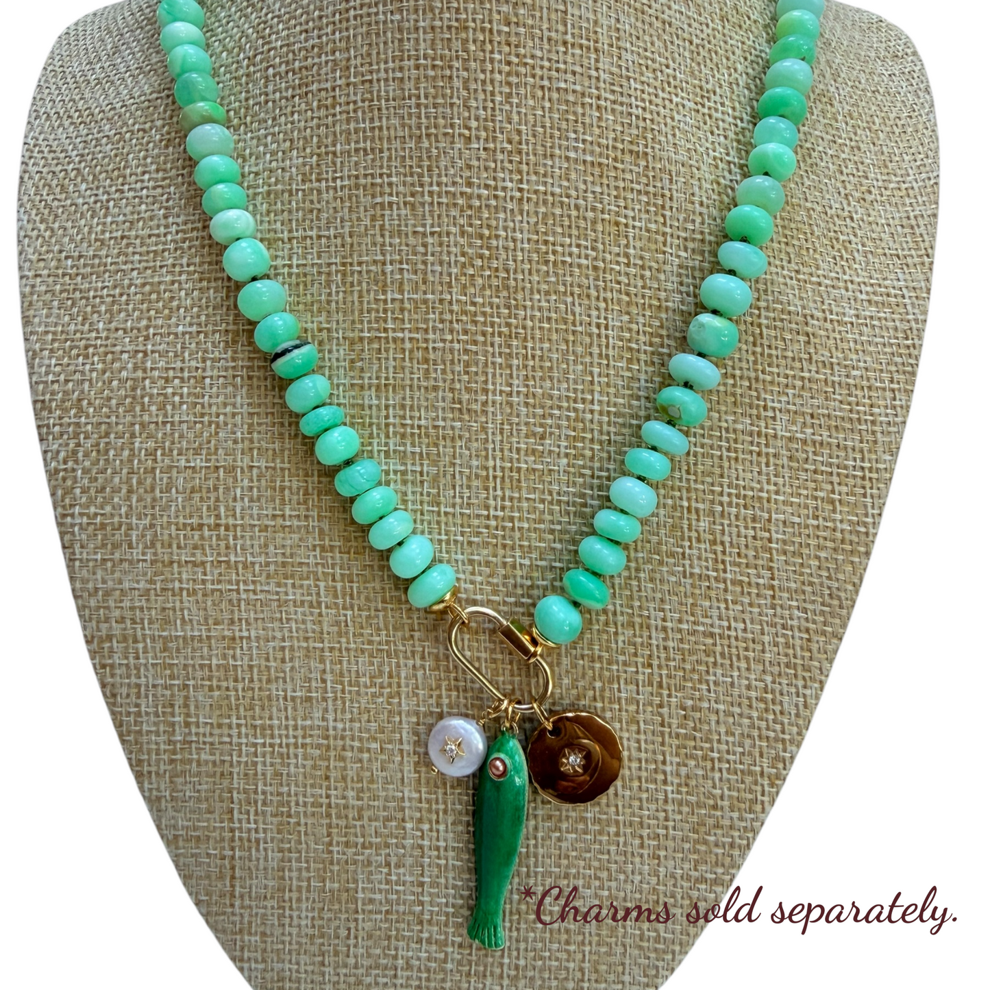 ANA-MARIA Parrot Green Beaded Opal Necklace