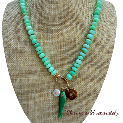 ANA-MARIA Parrot Green Beaded Opal Necklace
