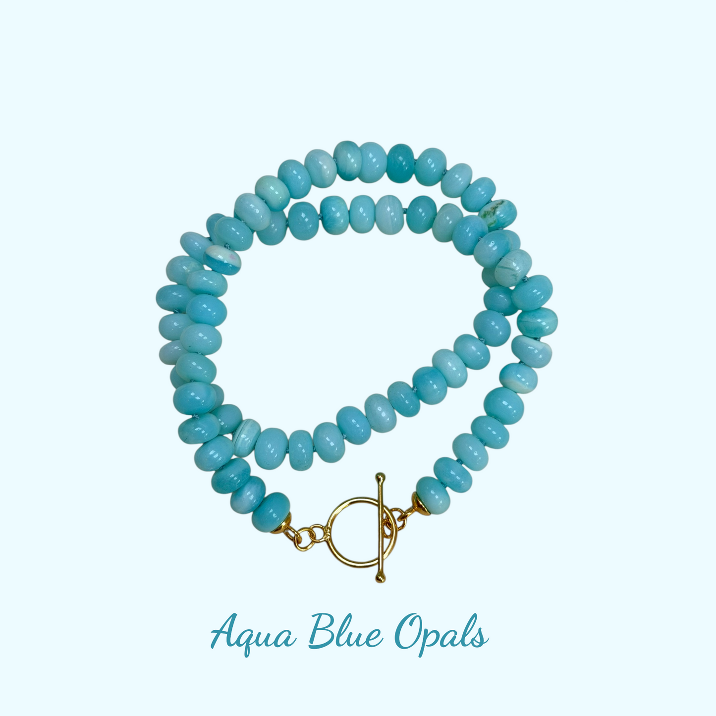 Ana-Maria Aqua Blue Beaded Opal Necklace