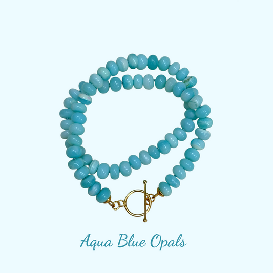 Ana-Maria Aqua Blue Beaded Opal Necklace