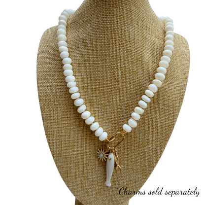 ANA-MARIA Chunky Beaded White Opal Necklace