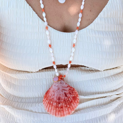 Necklace No. 2 & 3: Shell Pendant Necklaces with Mother of Pearl