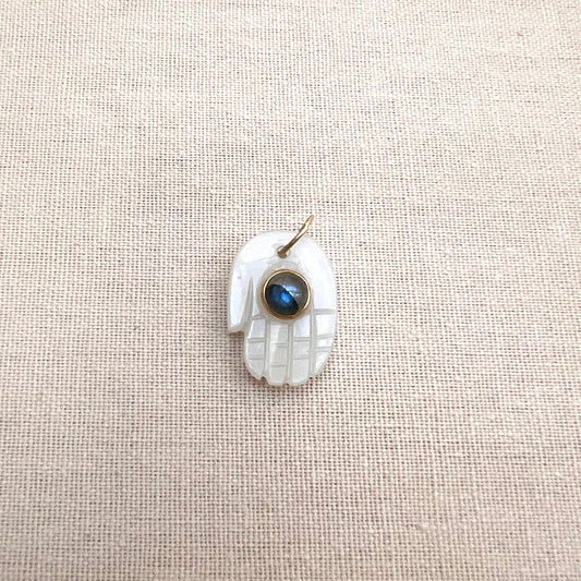 Hand-carved Moonstone Hamsa Hand Charm