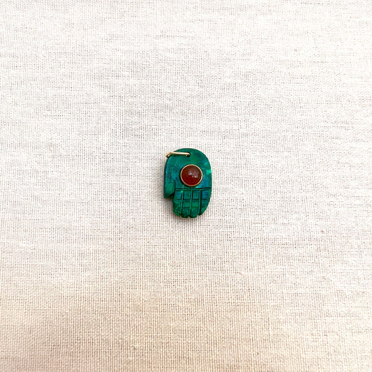 Hand-carved Malachite Hamsa Hand Charm