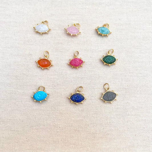 Hand-carved Evil Eye Gemstone Charms