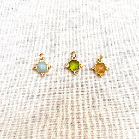 Gold Gemstone Drop Charms