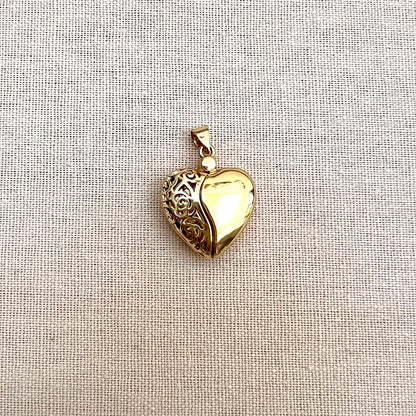 Gold Puffy Heart Locket Charm