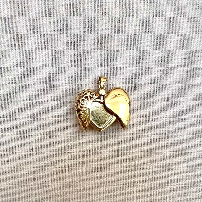 Gold Puffy Heart Locket Charm