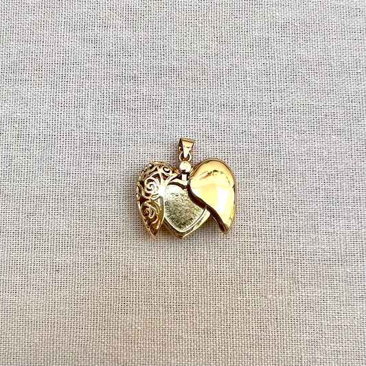 Gold Puffy Heart Locket Charm