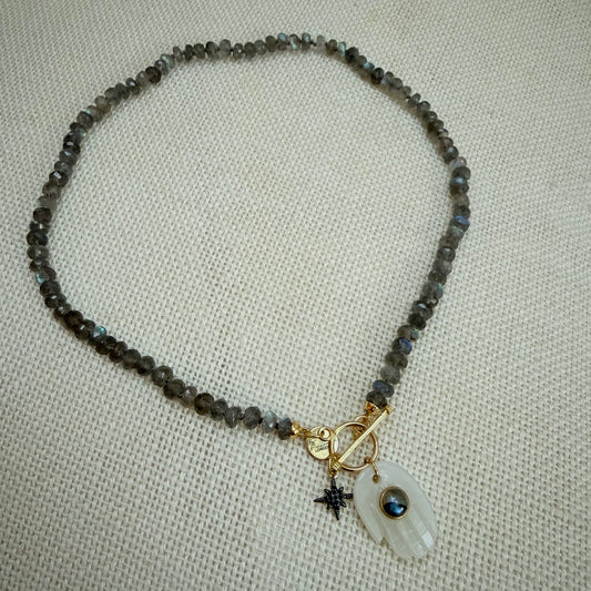 Labradorite Necklace with Charm - Transformation & Protection